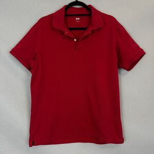 Uniqlo Red Polo Shirt Large Short Sleeve Casual Classic 100% Cotton Top Mens L